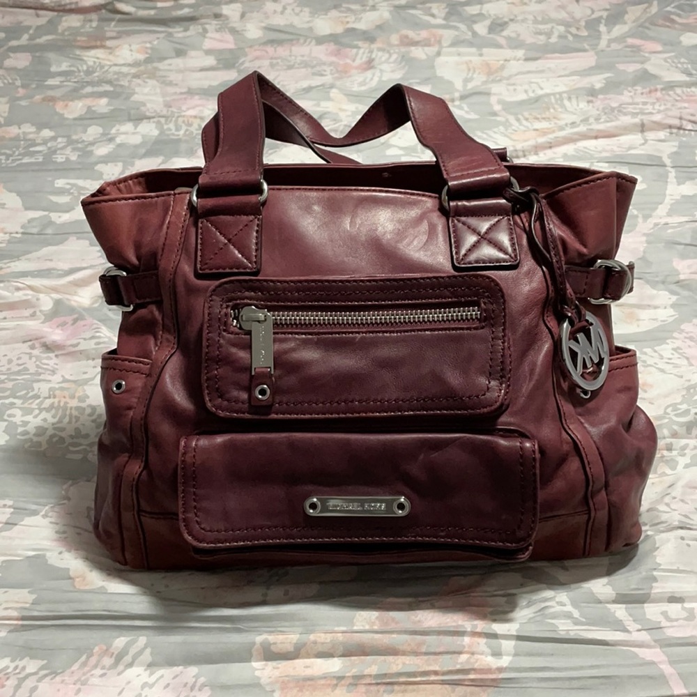 Michael Kors Burgundy Leather Tote Bag